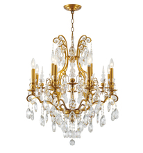 Bethel International BET65 - 13-Light Antique Brass Chandelier With Clear Crystals